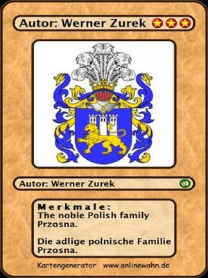 cover image of The noble Polish family Przosna. Die adlige polnische Familie Przosna.